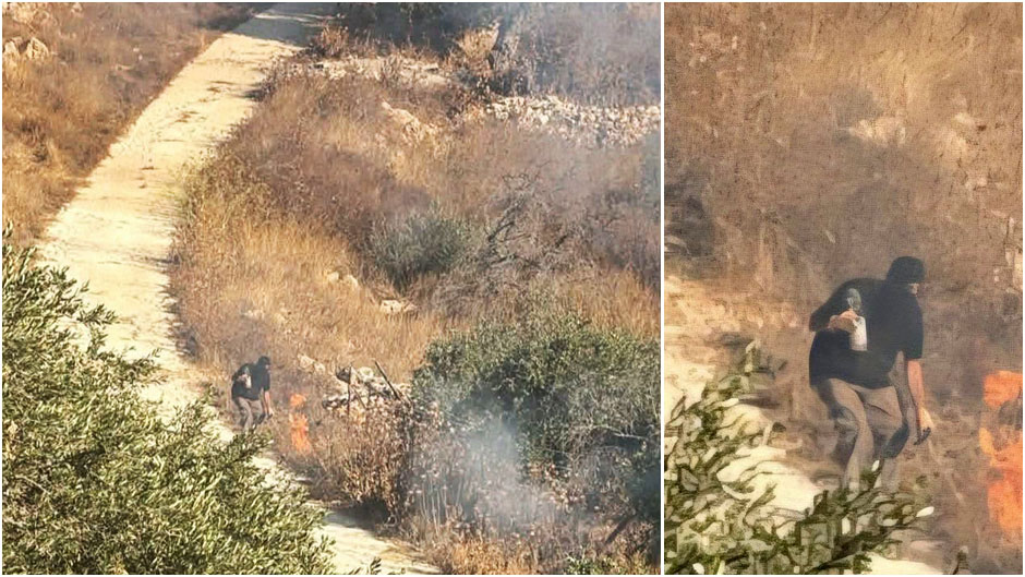 فيديو.. مستوطنون يشعلون النار في محيط منازل قرية برقا